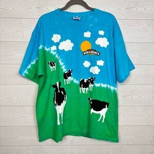 Vintage Liquid Blue Ben & Jerry’s 90’s Euphoria Dual Sided T-Shirt Size XL Rare